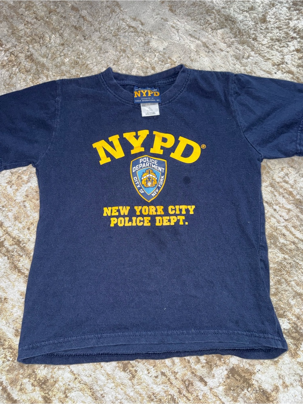 NYPD Navy Short Sleeve Kids Tee with Yellow Crest